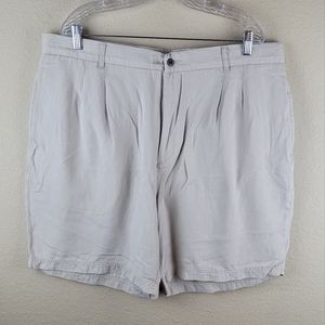 Fila Golf Pleated‎ Shorts Mens 42 Actual 40 Tan Silk Herringbone Luxury Golfcore